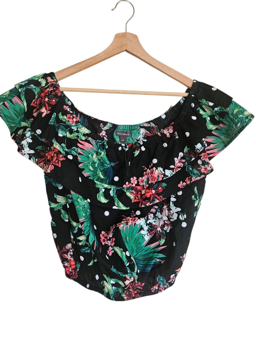 Bold Elements Tropical Off The Shoulder Top Bold Tropic Prints Large